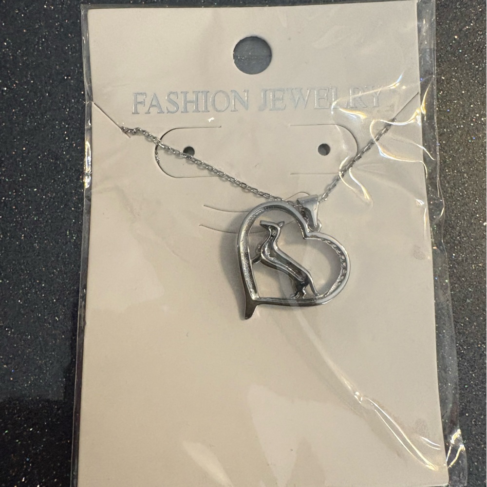 Silver Weener dog Heart Pendant Necklace
